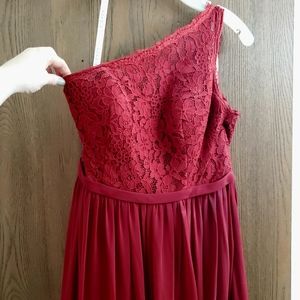 Azazie Bridesmaid dress. One shoulder. Ruby Red. Size 12